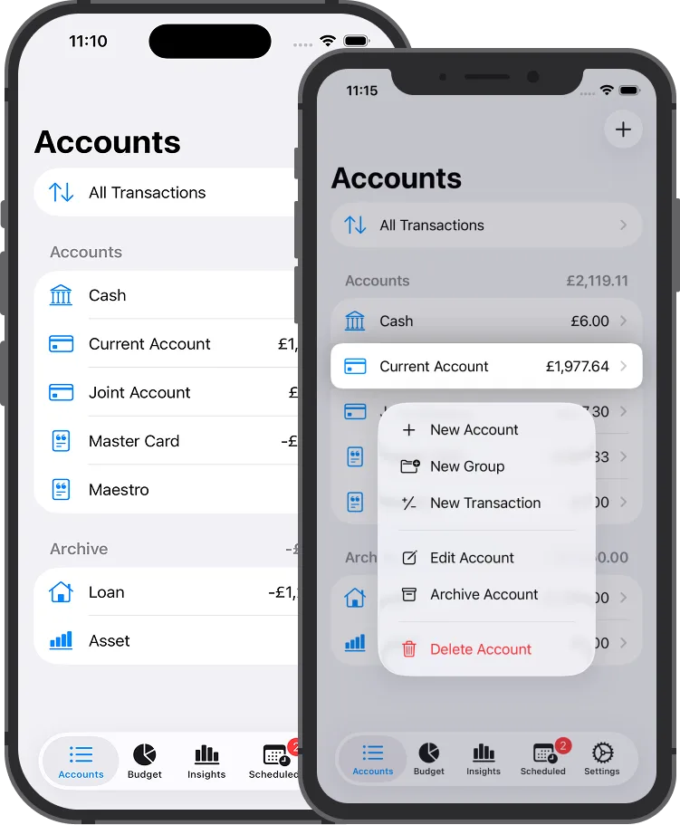 Manage accounts
